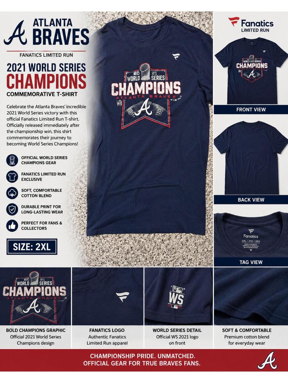 Atlanta Braves 2021 World Series Champions Fanatics Limited Run T-Shirt